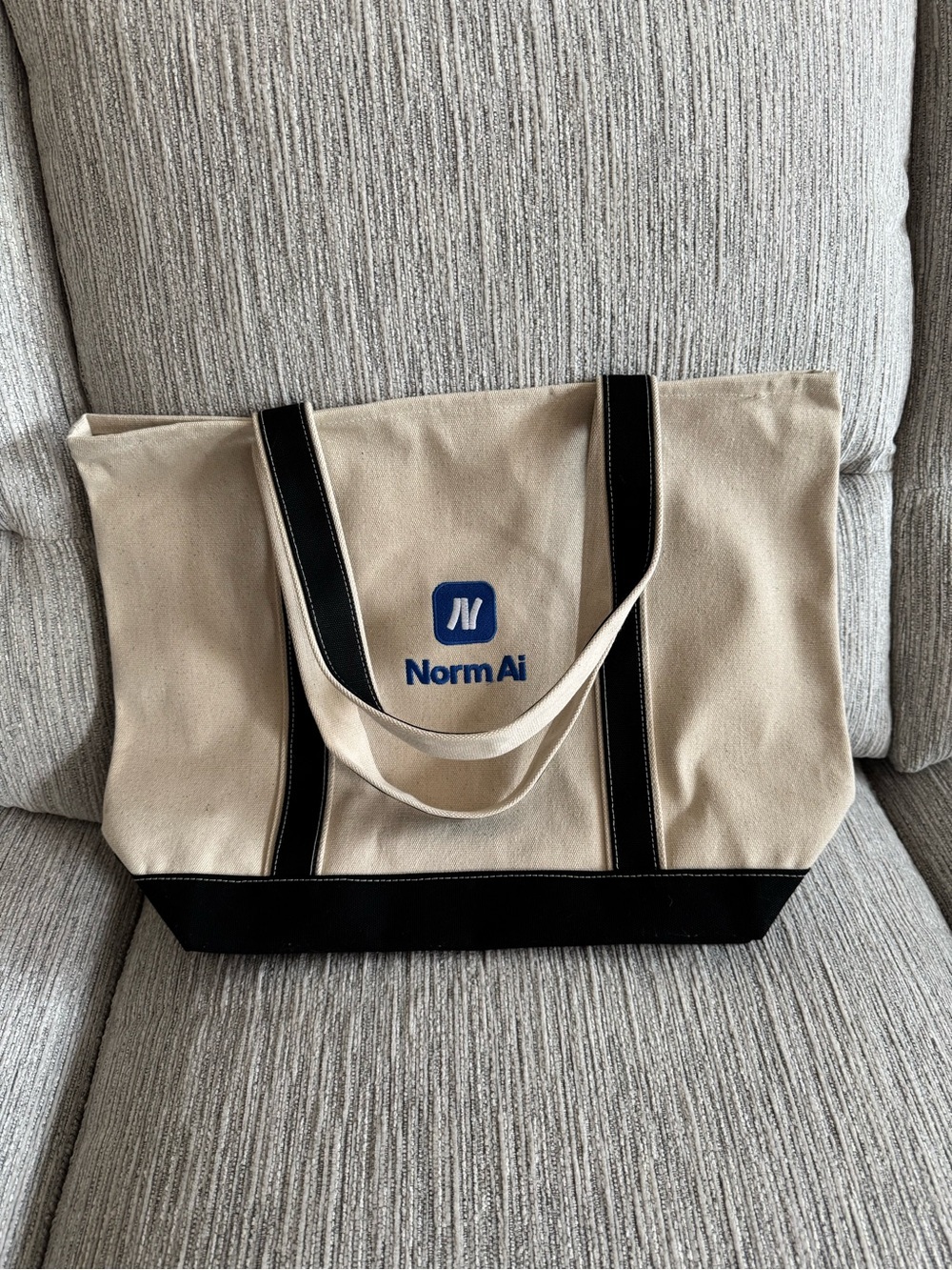 Canvas Tote Bag in Beige and Black. Brand New.